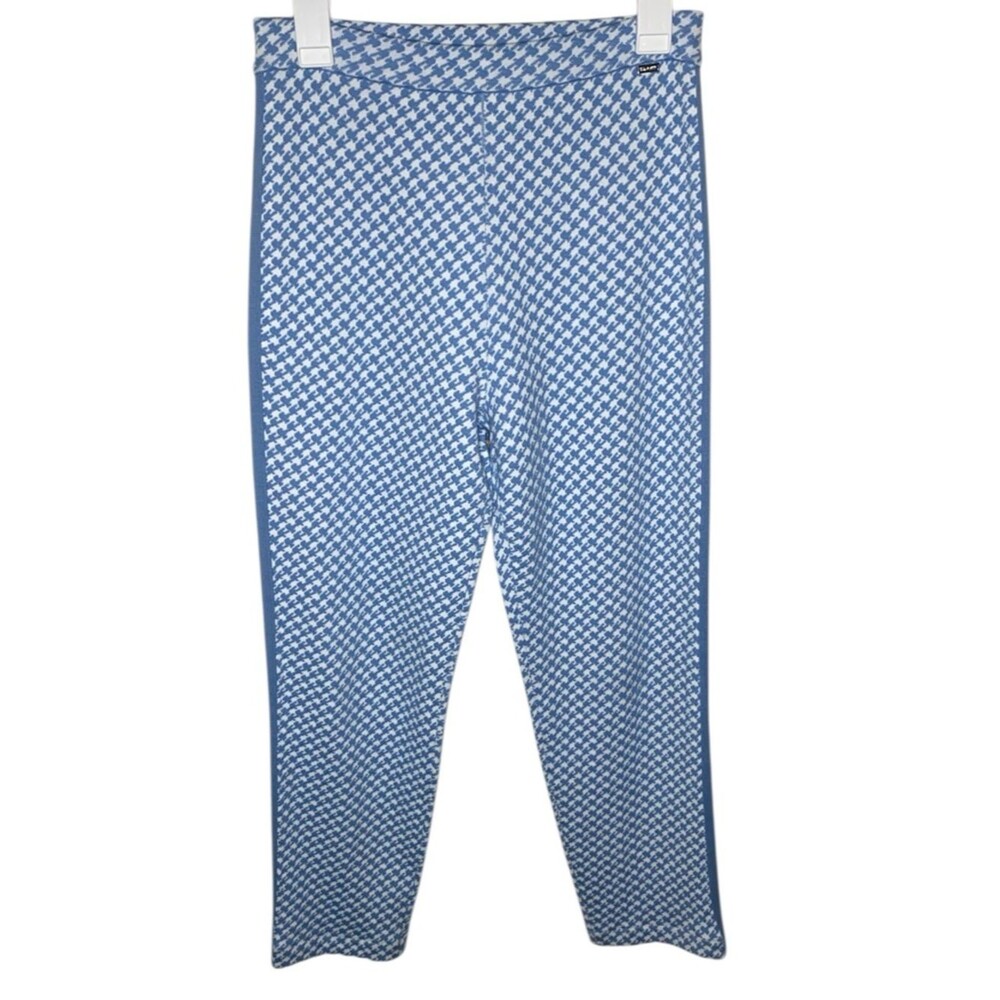 ST. JOHN Blue White Houndstooth Knit Pants